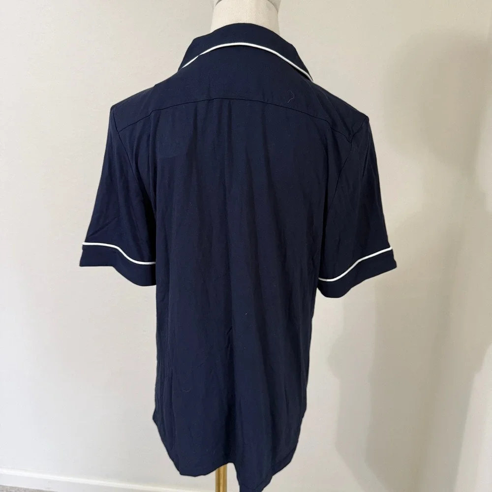 NWT Cozy Earth Women's Navy Blue Short Sleeve Classic Pajama PJ‎ Top XS Bamboo